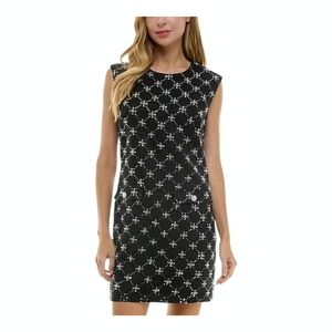 City Studios Embellished Sequin Beaded Sleeveless Shift‎ Mini Dress Black M